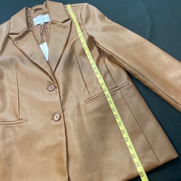 REBECCA Minkoff Lambskin Leather Blazer in Cognac Color Women’s Size Medium New - Picture 6 of 12